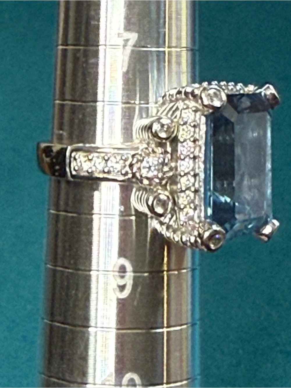 Judith Ripka Sterling Silver Blue Topaz & CZ Ring - Picture 10 of 13
